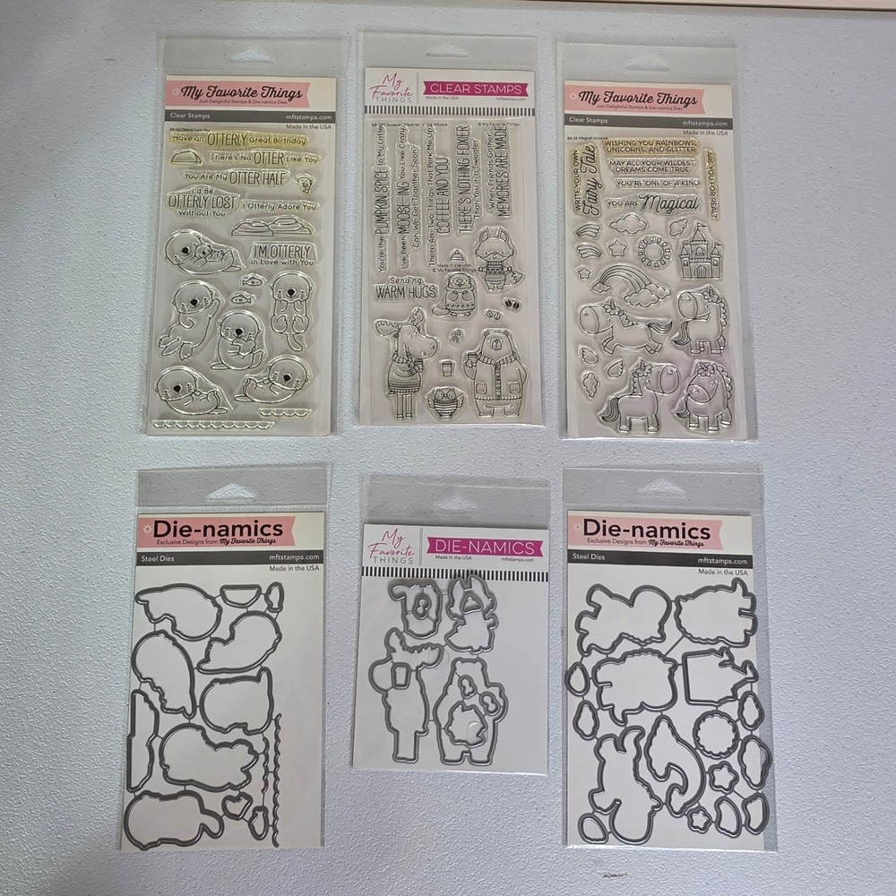 NWT My Favorite Things Stamp and Die Set Otter Unicorn Horse Cards Scrapbooking